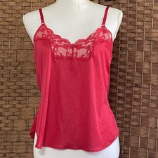 Vintage JC Penney Red Bow Floral Lace Camisole Cami Size 36 Made In USA Union