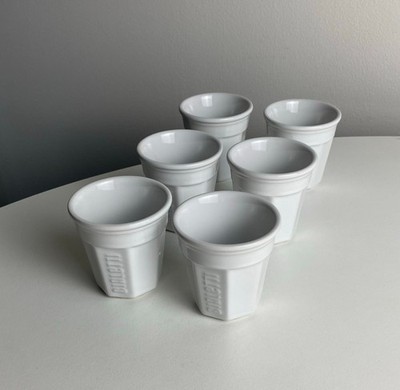 Set of 6 x [ Bialetti Espresso Porcelain Cups ] 60ml Bicchierini Octagonal White