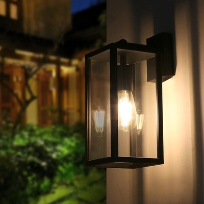 BRIMMEL Wandleuchte Außen Aluminium - Außenlampe Wand mit Klarglas, E27 Fassung 