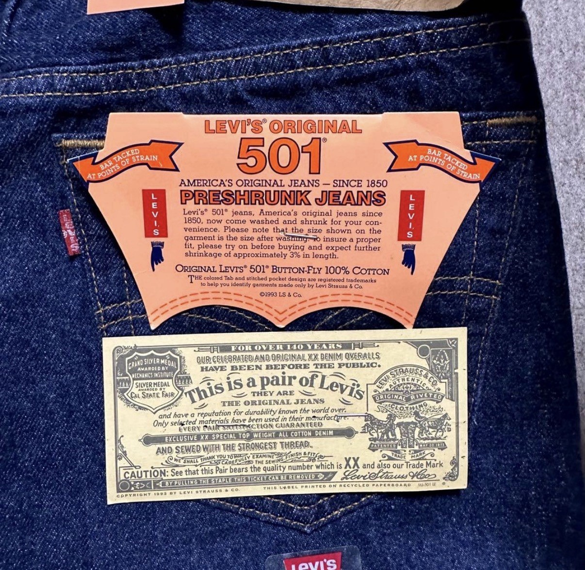Levi’s 501 Deadstock 1990s Jeans NWT Made in USA W33 L36 Vintage Denim image 10