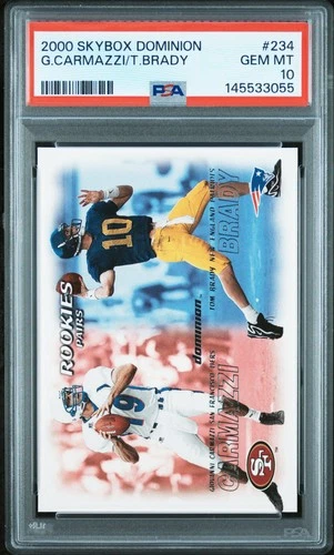 2000 SKYBOX DOMINION #234 GIOVANNI CARMAZZI/TOM BRADY ROOKIE RC PSA 10
