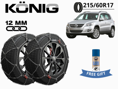 Ketten Schnee Konig 12MM XG12PRO Gr 235 215/60 R17 Für VW Tiguan (5N) Mit
