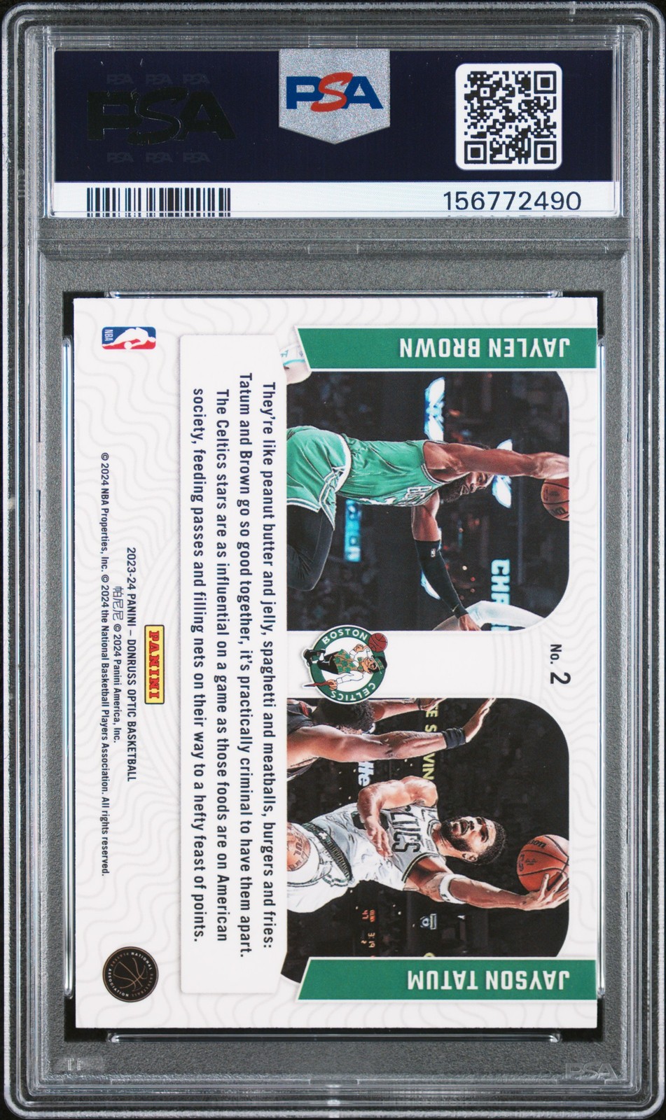 2023 PANINI DONRUSS OPTIC OPTICAL ILLUSIONS #2 JAYLEN BROWN/JAYSON TATUM PSA 10 view 2