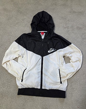 Vintage 90s Nike Red Tag Windbreaker Jacket Black White XL Hooded Track Flawed