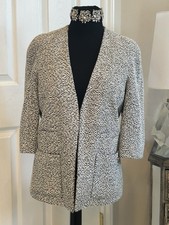 CHANEL Black  White 3/4 Sleeves Spring Collection Jacket  French 42.