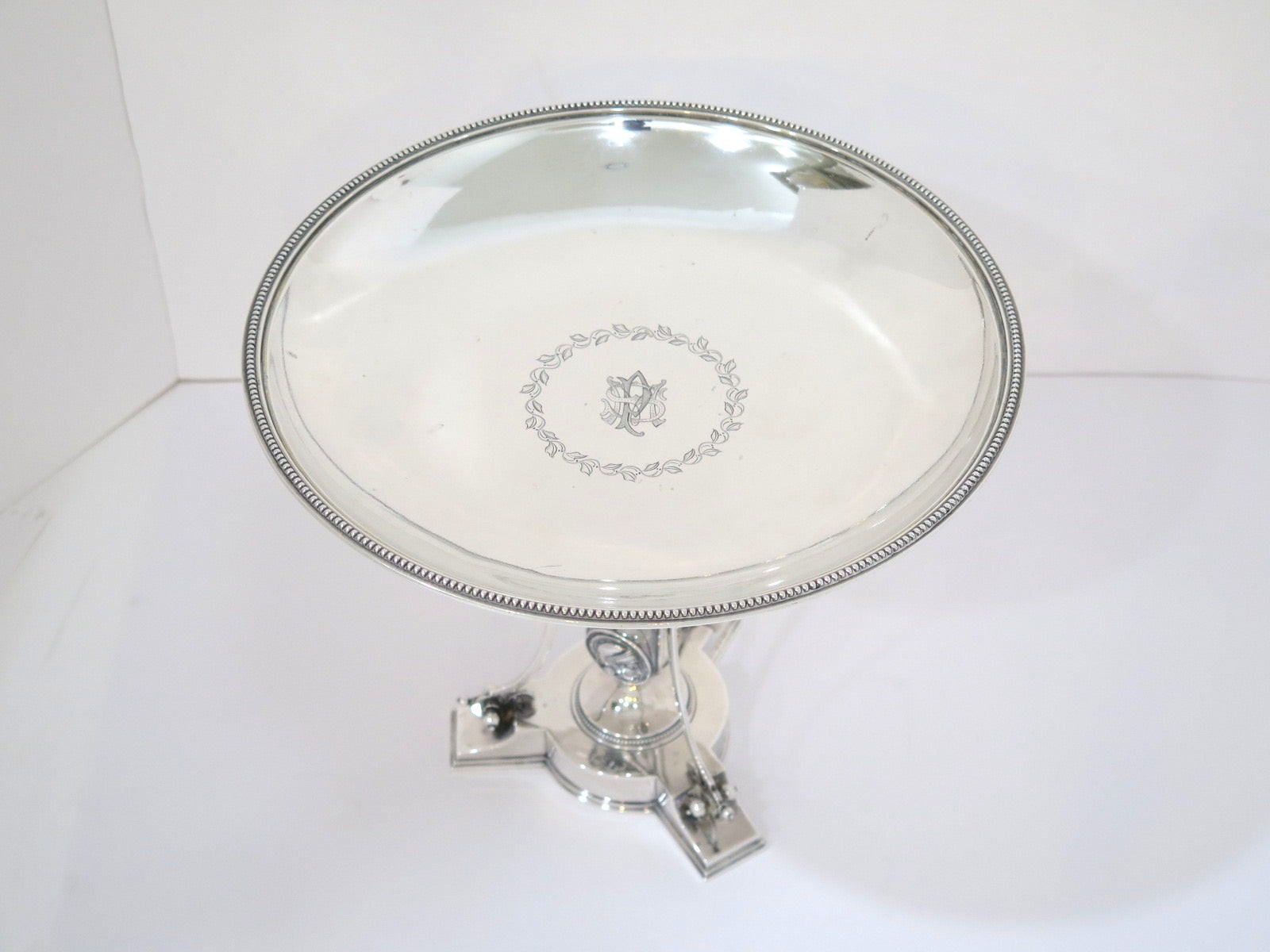 10 in - Sterling Silver Starr & Marcus Antique 1865-67 Medallion Fancy Compote