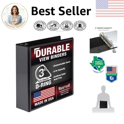 Archival Safe 3 Inch Black Binder - Durable Polypropylene & Recycled Chipboard