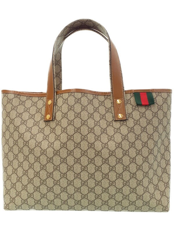 Gucci GG Plus Tote Bag in Monogram Canvas with Leather Trim 211134 T1719
