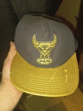 47 Brand Snapback Men NBA Hardwood Classics Baseball Hat Chicago Bulls Gold Logo