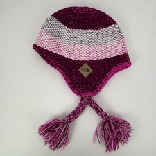 The North Face Youth M Earflap Knit Beanie Hat Pink Purple Braided Winter