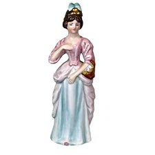 Vtg Leading Lady Figural Porcelain Cologne Perfume Bottle Empty Victorian Decor