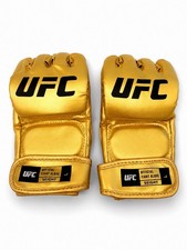 (1) Pair Gold UFC Champion MMA Fight Gloves Leather - Great For Autographs