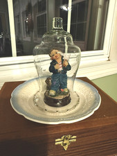 Lefton China "Country Boy" figurine, featuring a boy with duck, In cloche
