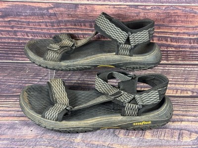 Skechers Men 12 Lomell Rip Tide Sandals Goodyear Relaxed Fit Luxe Foam Blk Gry
