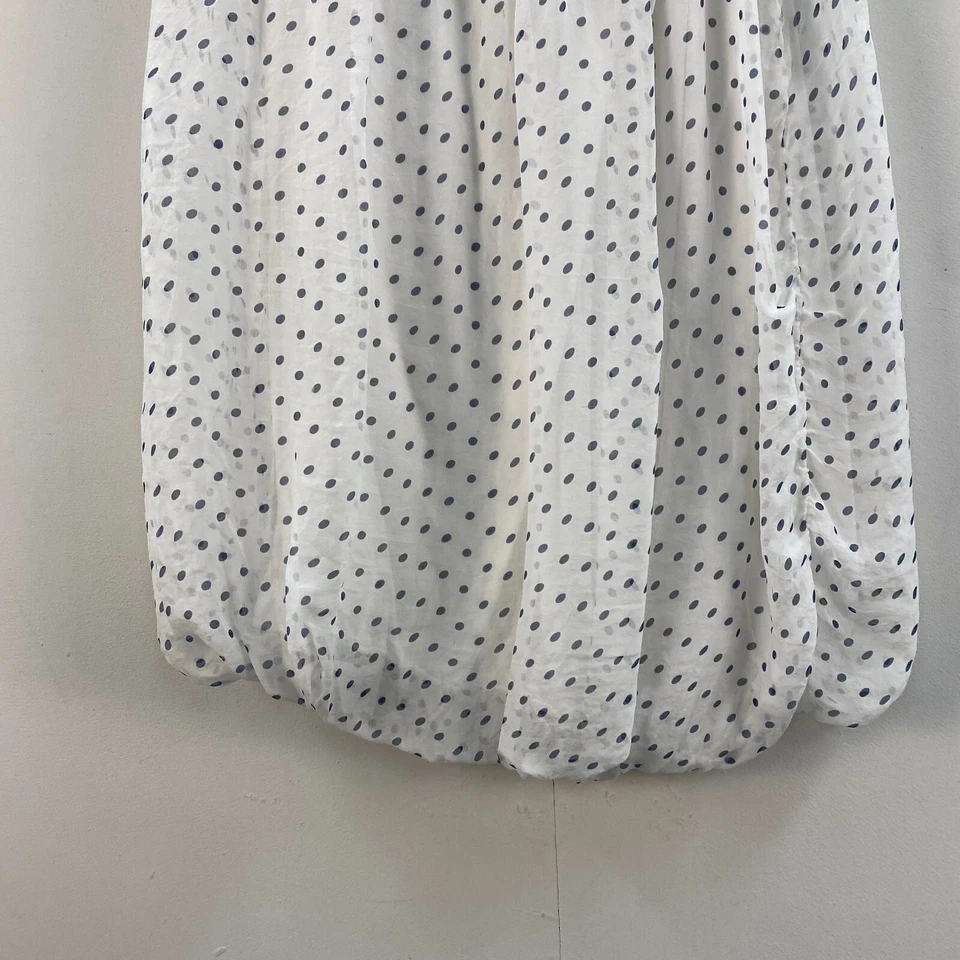 Luisa Ricci Womens Medium Tunic Blouse Shirt Top White Silk Short Sleeve Polka - Immagine 4 di 4