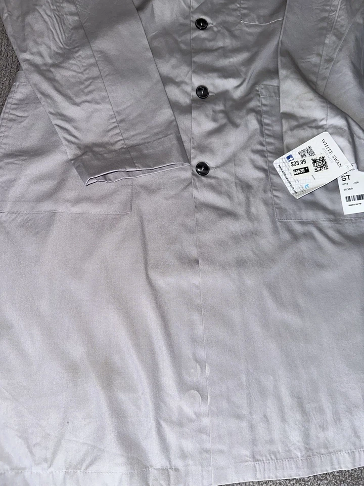 Small-Long META -3-Pocket Silver Medical Doctor Physician Lab Coat J-118 - Image 3 of 4