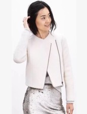 NWT Banana Republic Women's Baby Boucle Zipper Off White Ivory SZ 10 Jacket 178