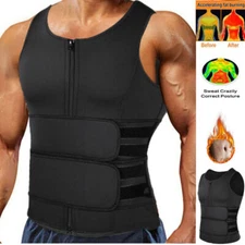 Men Weight Loss Sweat Vest Sauna Suit Waist Trainer Workout Tank Top Body Shaper