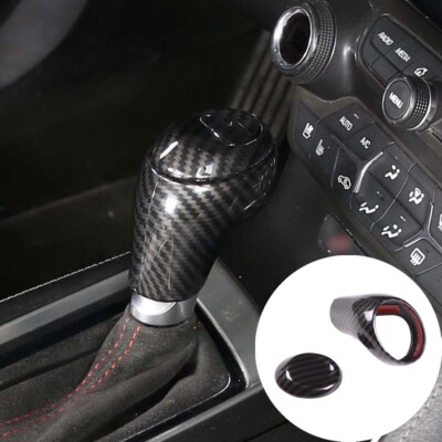 Real Carbon Fiber Gear Shift Knob Trim Cover For Chevy Corvette C7 2014-2019 – Black Smooth Finish