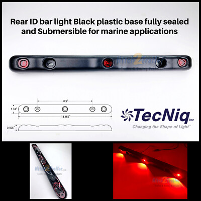 Truck Trailer -TecNiq Red HI-Mount Center ID Light Bar 3 LED - 2 wire USA