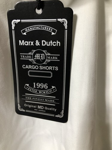 Marx & Dutch Cargo Shorts Mens 44 White W/ Belt Cotton Blend NWT Retail $48 - Picture 3 of 6
