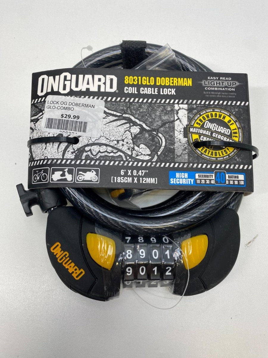 NEW On Guard Doberman Cable 6' x 12mm Lighted RESETTABLE COMBINATION 8031GLO