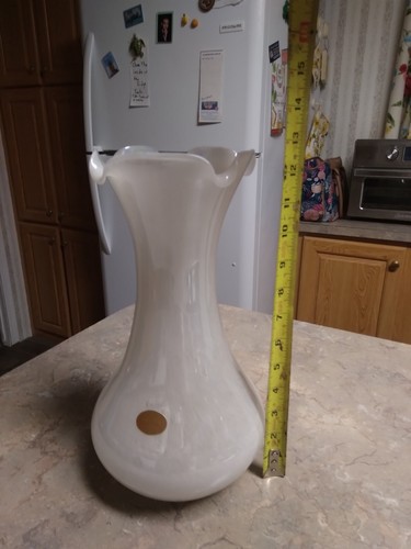 Vintage Murano Style Glassware Crystal Clear 13" Opalessent Vase No Chips - Picture 13 of 17
