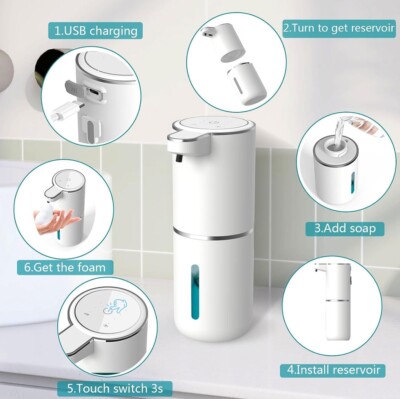 Automatic Foaming Soap Dispenser Motion Sensor 4 Level Output Contactless