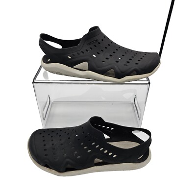 Size 7 Men's / 9 Women s Iconic CROCS Comfort Black & Light Gray water shoe