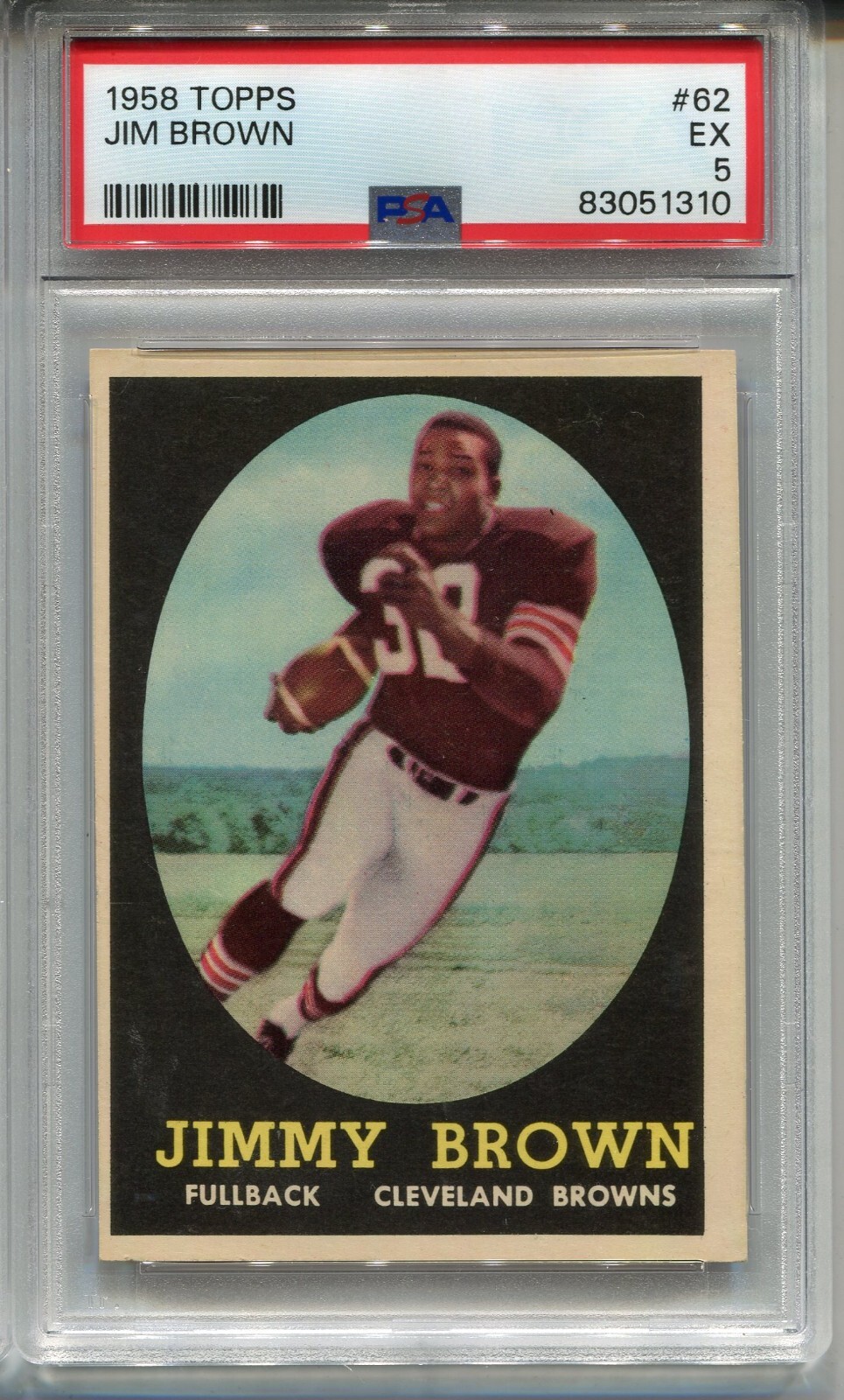 1958 Topps Football #62 Jim Brown Rookie Card Graded PSA 5 view 1