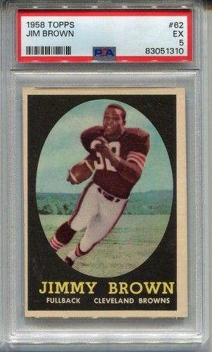 1958 Topps Football #62 Jim Brown Rookie Card Graded PSA 5