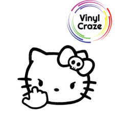 Angry Hello Kitty Flipping Bird Any Color Vinyl Decal Free Replacement Shipping