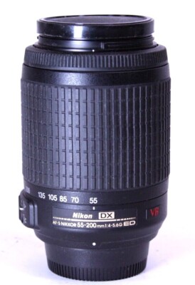 Nikon AF-S DX NIKKOR 55-200mm f/4-5.6G ED VR Zoom Lens & Caps DSLR