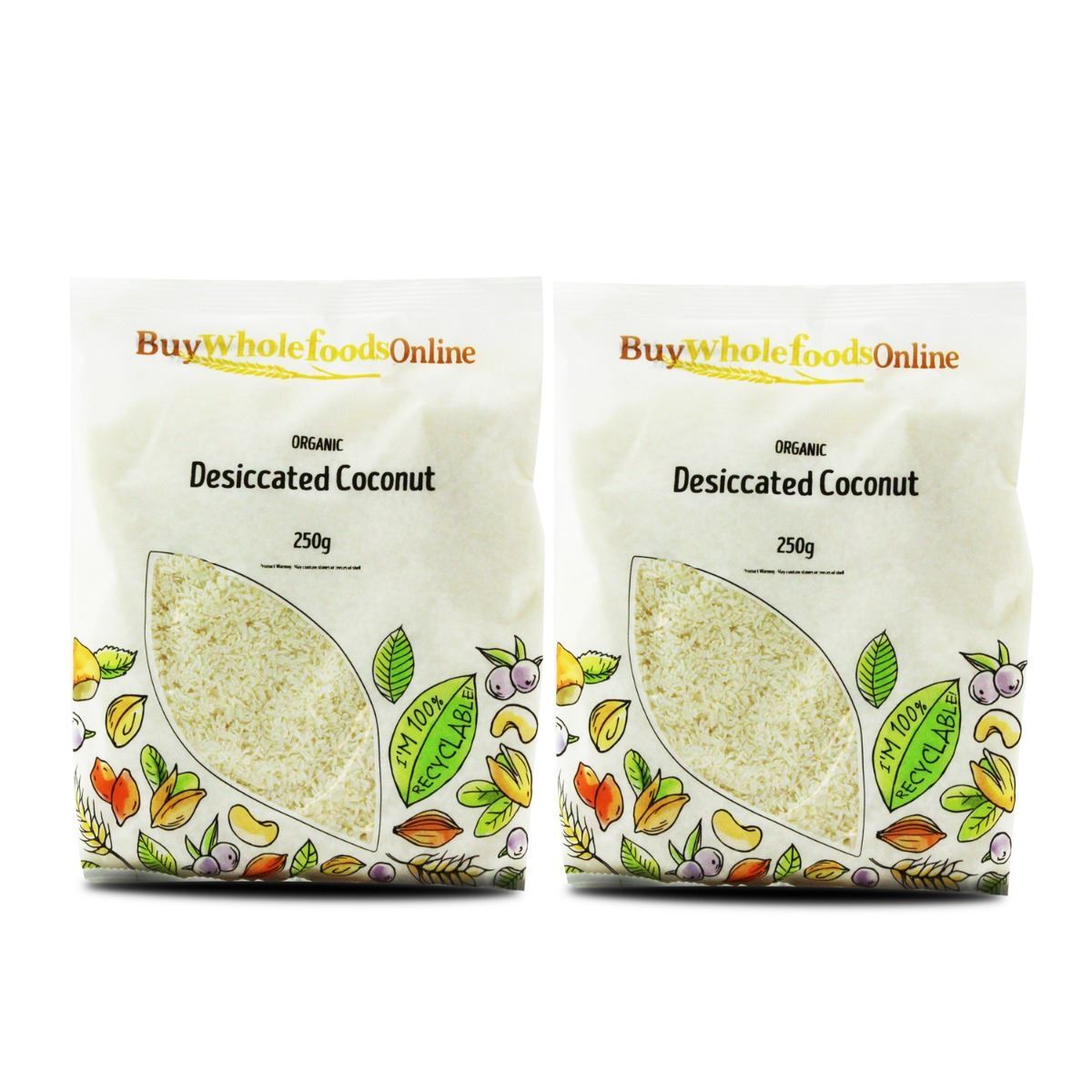 Organic Coconut, Desiccated 500g | BWFO | Free UK Mainland P&P