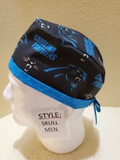 Carolina Panthers NFL Men's Skull/Chemo Surgical Scrub Hat/Cap Handmade