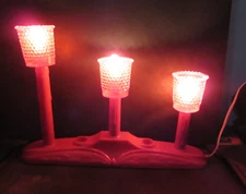 Vintage Christmas Red Plastic Electric Candolier window light Hobnail 14" long