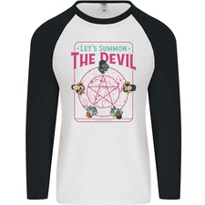 Let's Summon the Devil Ouija Board Demons Mens L/S Baseball T-Shirt