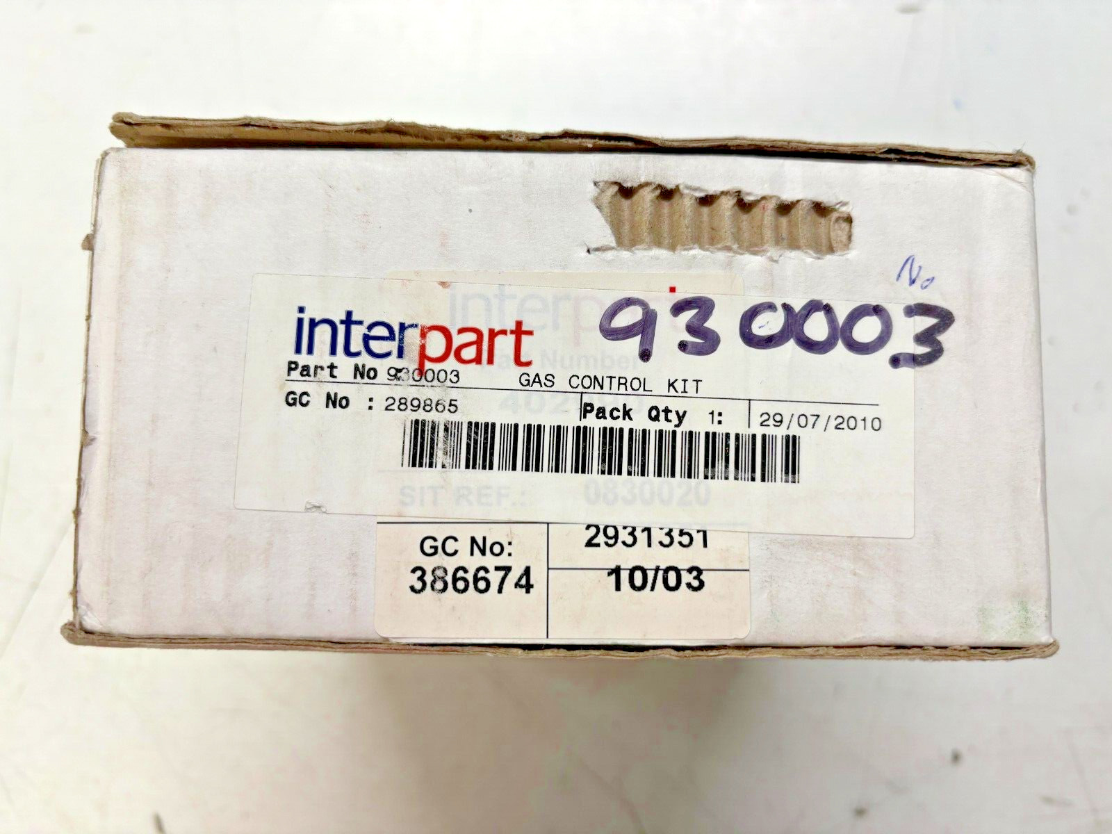 POTTERTON 930003 GAS VALVE **VAT RECEIPT** GENUINE PART