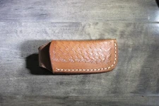 Open top Leather Basket Weave knife sheath with belt attachment (Holster only) 