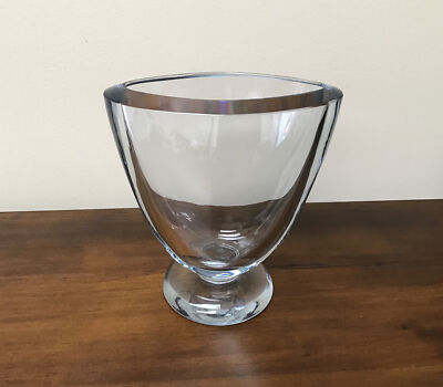 Vintage Asta Stromberg Strombergshyttan Crystal Glass Footed Vase