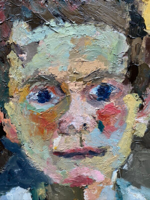 Bildnis eines jungen Mannes. Sign: V.WS 14 Motiv: 28,5x38,5 cm. Rahmen: 41x51 cm
