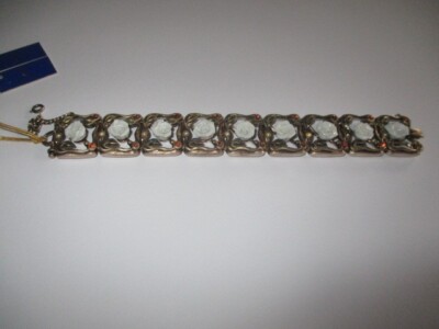 Augarten edles Armband Porzellan und Sterlingsilber Porzellanrosen Länge 17,5 cm