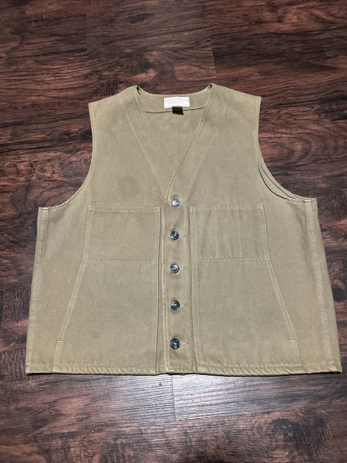 Vtg Filson Mens Vest Moleskin Style 820 Made in USA Size 46 Hunting CC-32