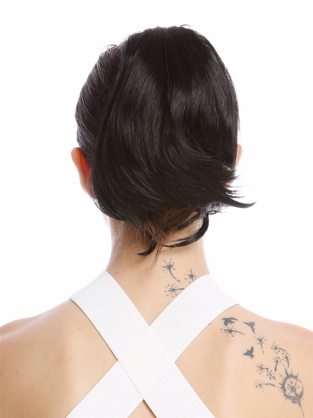 Hairpiece Ponytail Horse Tail Butterfly Clip Short Smooth Black 20