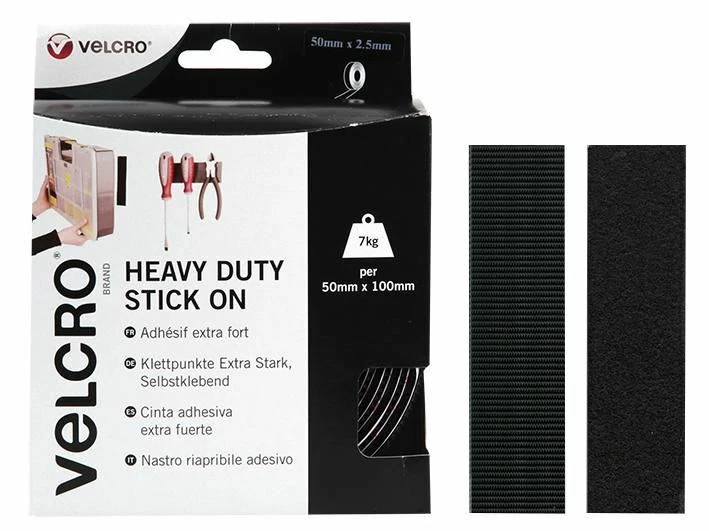 Heavy Duty Velcro Black Hook & Loop Strip, 50mm x 1m - Guitar Candy - your  guitar candy store since 2011