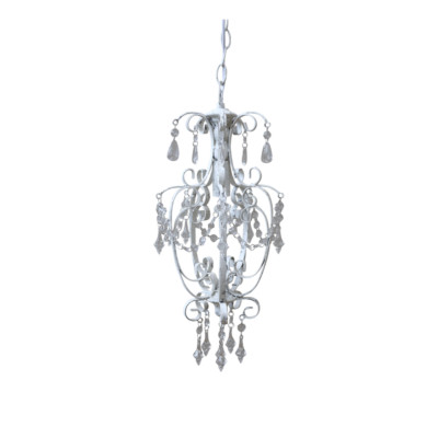 Weißer französischer Kronleuchter Deckenleuchte elektrisch - Shabby Chic Distressed 60W E14