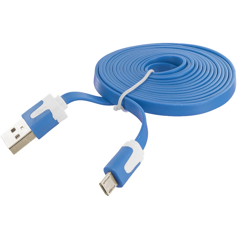 10FT flat noodle MICRO USB Data Sync charger Cable FOR samsung galaxy s6 s7+ HTC - Image 3 of 4
