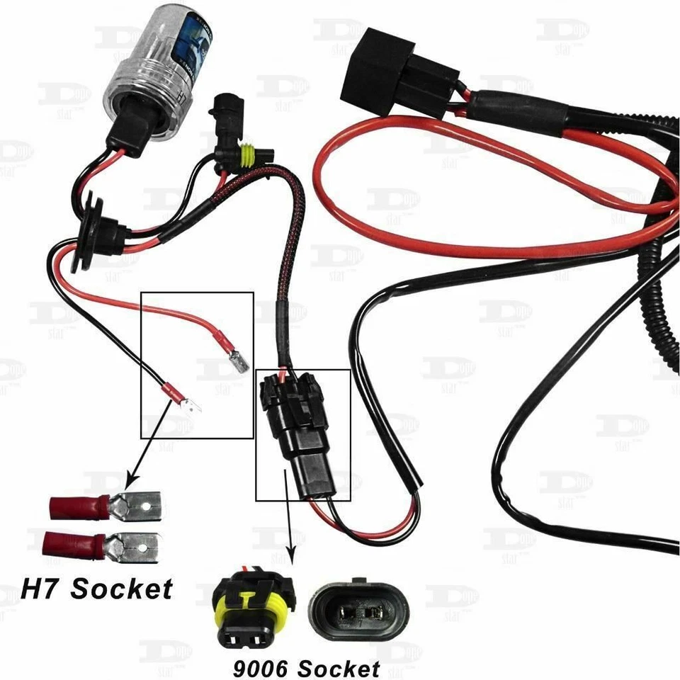 Conjunto H3 H7 H11 9005 9006 kit de conversão HID adaptador de chicote de fios relé de bateria - Imagem 4 de 4