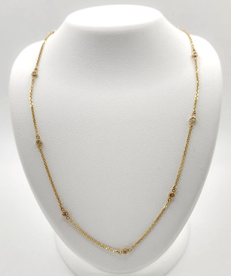 Diamonds By The Yard Halskette 10kt Gelbgold 0,20ctw Labor gewachsen verstellbar 18 Zoll