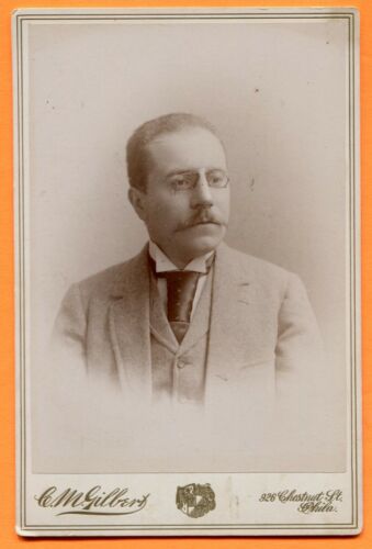 Philadelphia, PA, Portrait of a Man, ID'd, by Gilbert, circa 1890s Backstamp - 第 1/3 張圖片